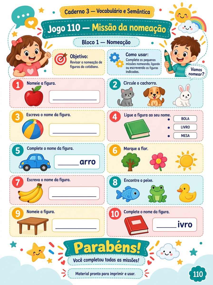 Página de exemplo do material de Fono Infantil 4