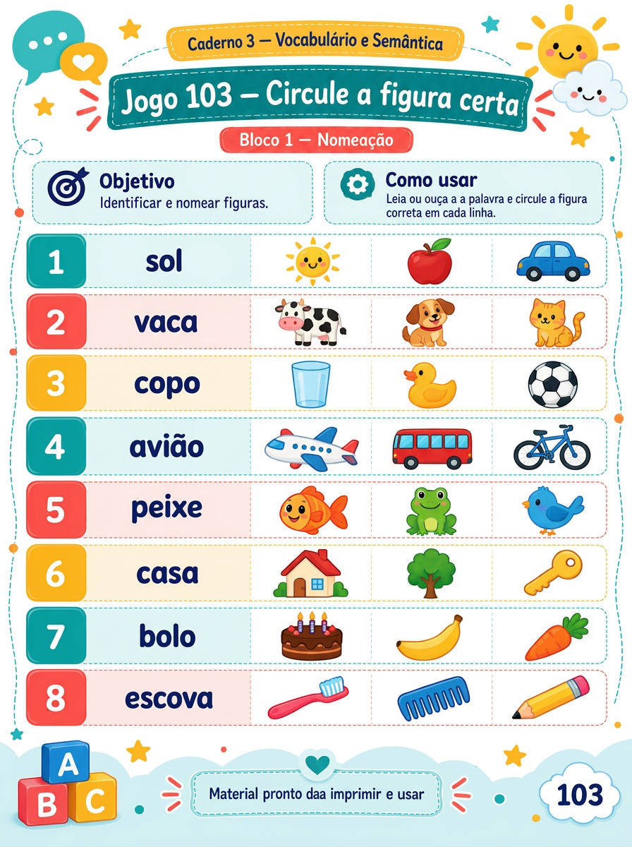 Página de exemplo do material de Fono Infantil 5